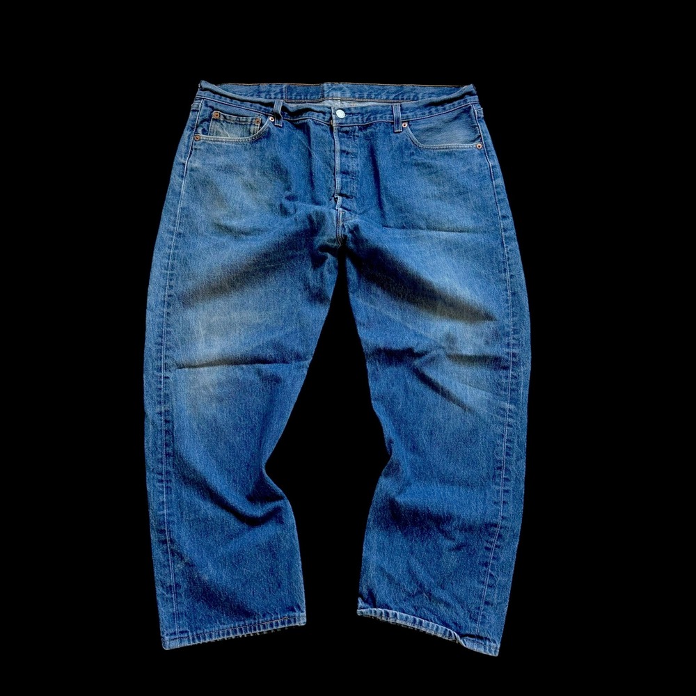 Levis 501xx Mens 44x30 Blue Denim Jeans Made in USA Straight Leg Button Fly